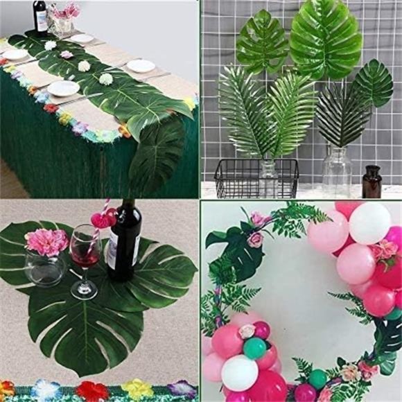 72 Pcs 6 Kinds Palm Leaves Artificial Tropical Plant Faux Leaves Safari Leaves - Picture 2 of 7